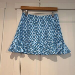 Jude Connally Women's Skirt Ruffle Hem Skort Small Blue Tennis Golf Stretch Blue